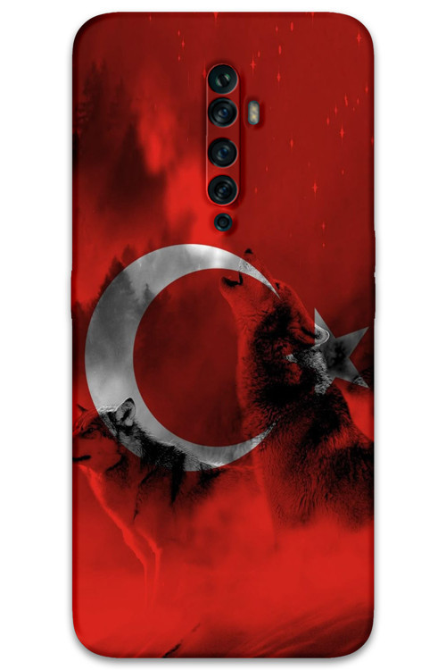 Oppo Reno 2Z Uyumlu Türk Bayrağı Desenli Telefon Kılıfı + Ekran Koruyucu - 5854