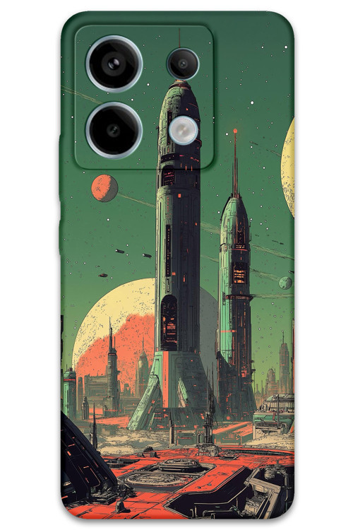 Xiaomi Redmi Note 13 Pro 5G Uyumlu Uzay Desenli Telefon Kılıfı + Ekran Koruyucu - 5870