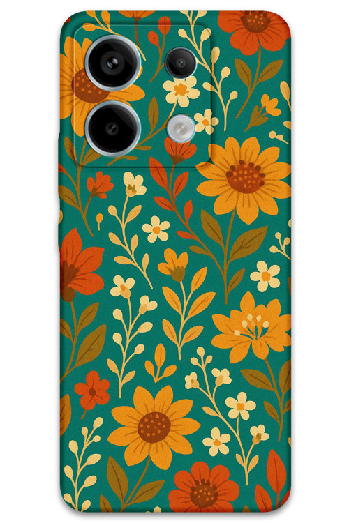 Xiaomi Redmi Note 13 Pro 4G Uyumlu Çiçek Desenli Telefon Kılıfı + Ekran Koruyucu - 5786