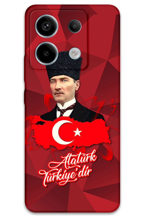 Xiaomi Redmi Note 13 Pro 4G Uyumlu Atatürk Desenli Telefon Kılıfı + Ekran Koruyucu - 5851