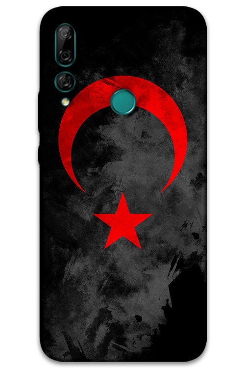 Huawei Y9 Prime 2019 Uyumlu Türk Bayrağı Desenli Telefon Kılıfı + Ekran Koruyucu - 5852