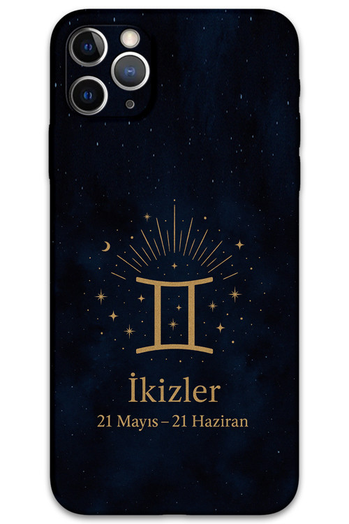 İphone 11 Pro Uyumlu İkizler Burcu Desenli Telefon Kılıfı + Ekran Koruyucu - 5770