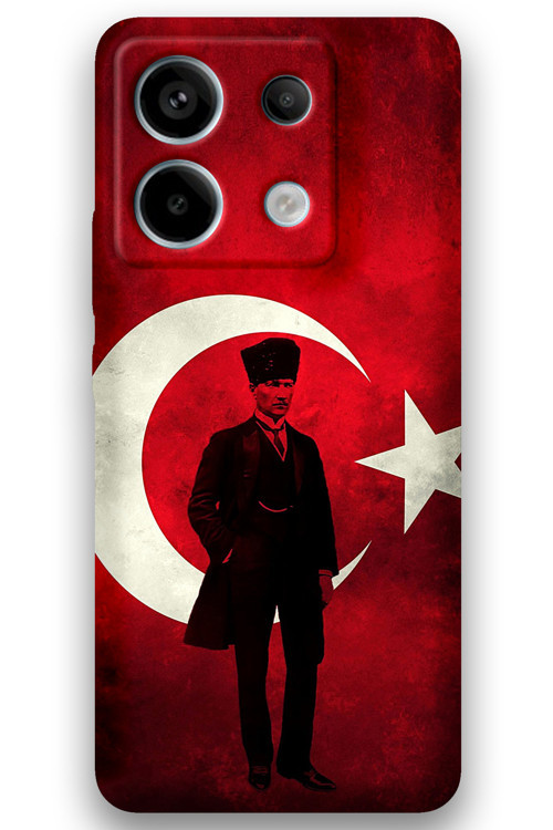 Xiaomi Redmi Note 13 Pro 4G Uyumlu Atatürk Desenli Telefon Kılıfı + Ekran Koruyucu - 5849