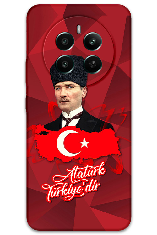 Realme 12 Pro Plus Uyumlu Atatürk Desenli Telefon Kılıfı + Ekran Koruyucu - 5851