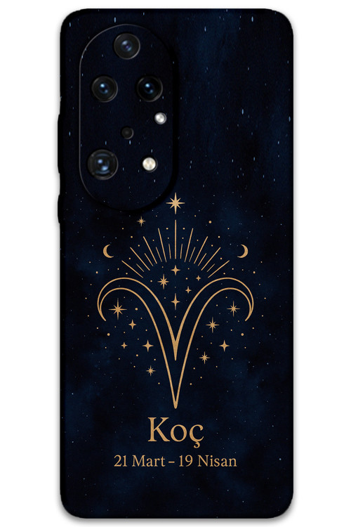 Huawei P50 Pro Uyumlu Koç Burcu Desenli Telefon Kılıfı + Ekran Koruyucu - 5768