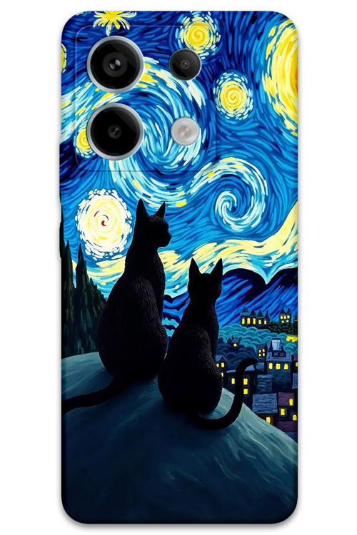 Xiaomi Redmi Note 13 Pro 5G Uyumlu Kedi Desenli Telefon Kılıfı + Ekran Koruyucu - 5782