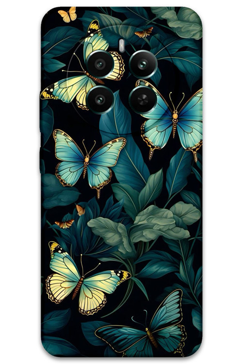 Realme 12 Pro Plus Uyumlu Kelebek Desenli Telefon Kılıfı + Ekran Koruyucu - 5791