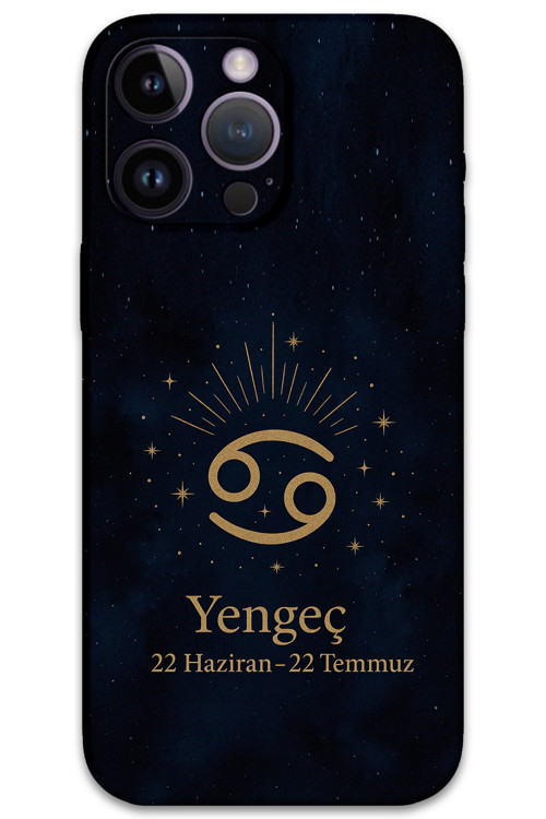 İphone 14 Pro Uyumlu Yengeç Burcu Desenli Telefon Kılıfı + Ekran Koruyucu - 5771