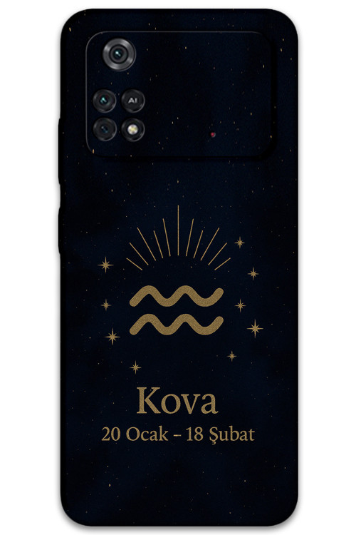 Poco M4 Pro 4G Uyumlu Kova Burcu Desenli Telefon Kılıfı + Ekran Koruyucu - 5778