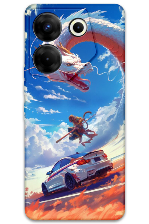 Tecno Camon 20 Pro 4G Uyumlu Araba Desenli Telefon Kılıfı + Ekran Koruyucu - 5764