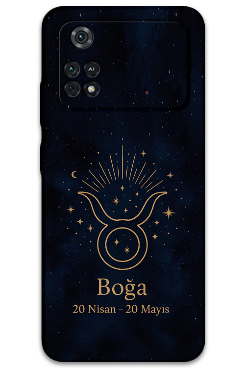 Poco M4 Pro 4G Uyumlu Boğa Burcu Desenli Telefon Kılıfı + Ekran Koruyucu - 5769