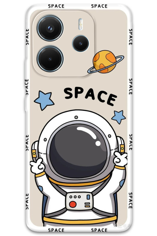 Xiaomi Redmi Note 14 5G Uyumlu Astronot Desenli Telefon Kılıfı + Ekran Koruyucu - 5865