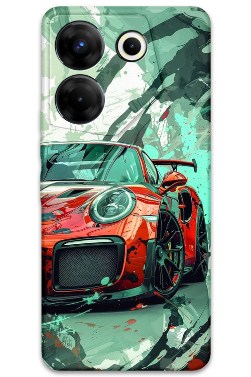 Tecno Camon 20 Pro 4G Uyumlu Araba Desenli Telefon Kılıfı + Ekran Koruyucu - 5765