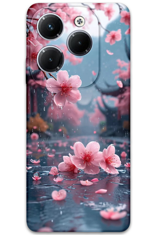 İnfinix Hot 40 Pro Uyumlu Çiçek Desenli Telefon Kılıfı + Ekran Koruyucu - 5794