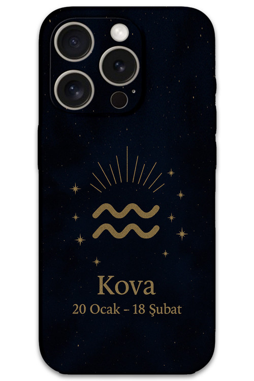 İphone 15 Pro Max Uyumlu Kova Burcu Desenli Telefon Kılıfı + Ekran Koruyucu - 5778