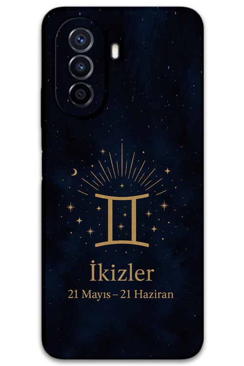 Huawei Nova Y70 Uyumlu İkizler Burcu Desenli Telefon Kılıfı + Ekran Koruyucu - 5770