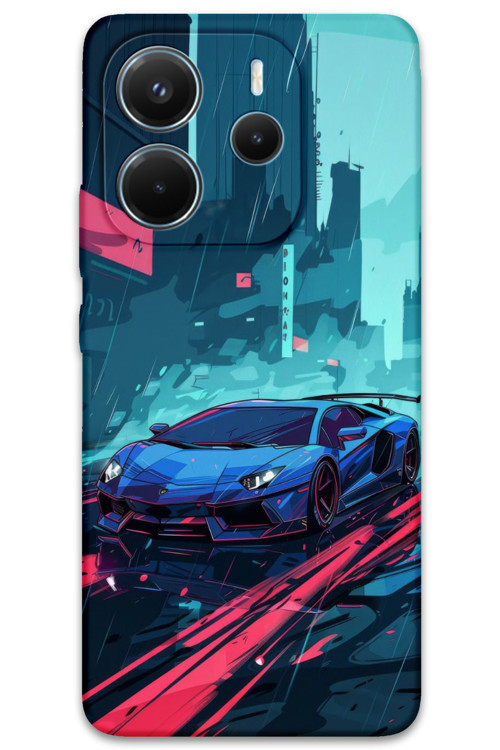 Xiaomi Redmi Note 14 5G Uyumlu Araba Desenli Telefon Kılıfı + Ekran Koruyucu - 5763