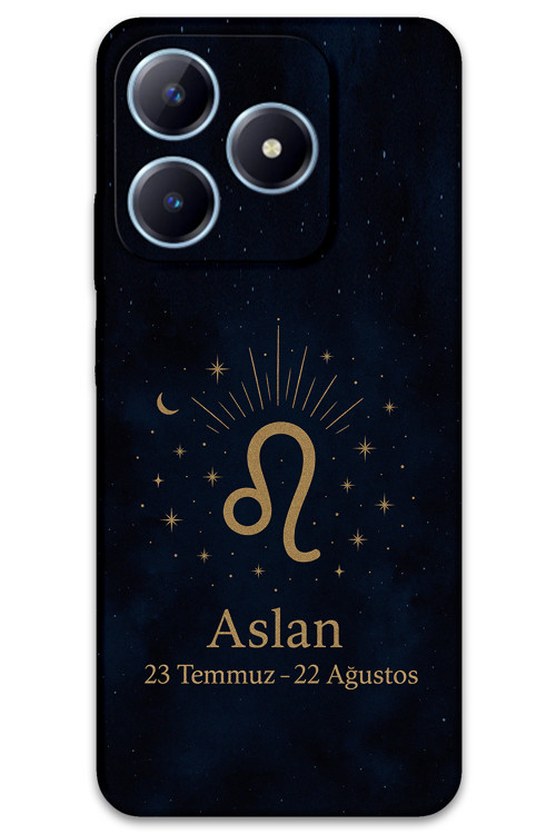 Realme Note 50 Uyumlu Aslan Burcu Desenli Telefon Kılıfı + Ekran Koruyucu - 5772