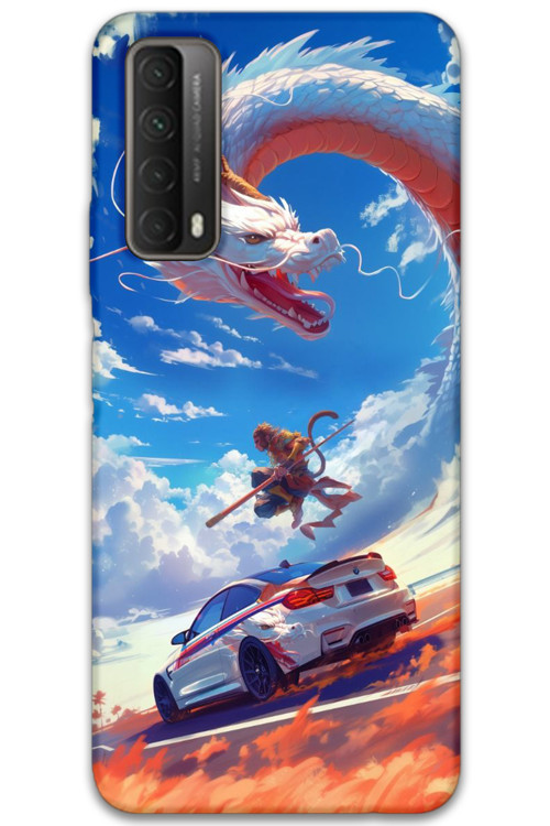 Huawei P Smart 2021 Uyumlu Araba Desenli Telefon Kılıfı + Ekran Koruyucu - 5764