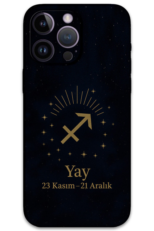 İphone 14 Pro Max Uyumlu Yay Burcu Desenli Telefon Kılıfı + Ekran Koruyucu - 5776