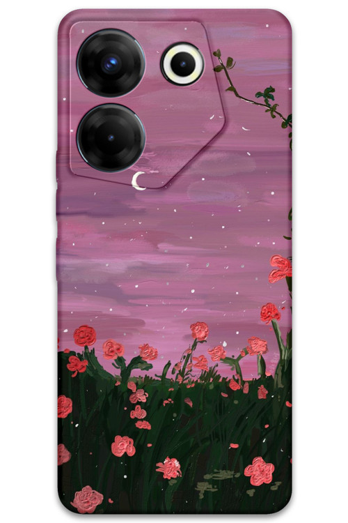 Tecno Camon 20 Pro 4G Uyumlu Çiçek Desenli Telefon Kılıfı + Ekran Koruyucu - 5793