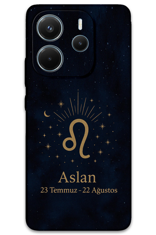 Xiaomi Redmi Note 14 5G Uyumlu Aslan Burcu Desenli Telefon Kılıfı + Ekran Koruyucu - 5772