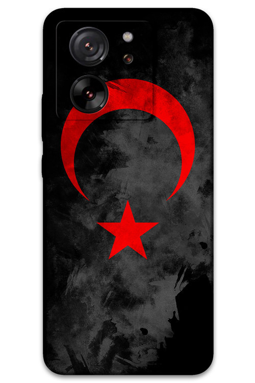 Xiaomi Mi 13T Pro Uyumlu Türk Bayrağı Desenli Telefon Kılıfı + Ekran Koruyucu - 5852