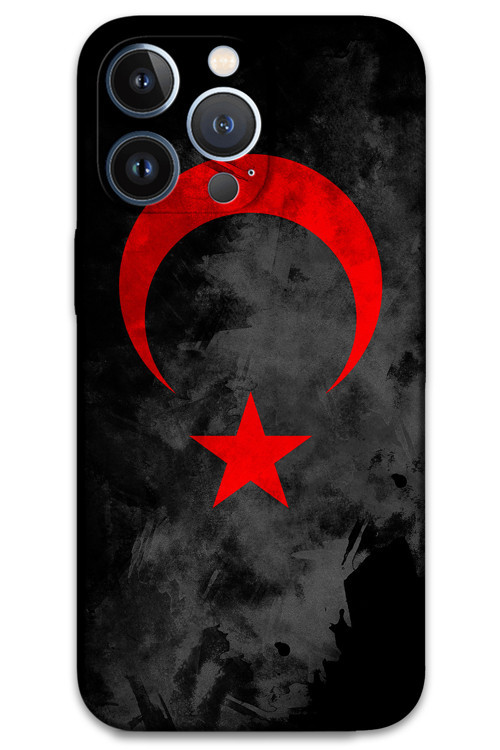 İphone 13 Pro Max Uyumlu Türk Bayrağı Desenli Telefon Kılıfı + Ekran Koruyucu - 5852