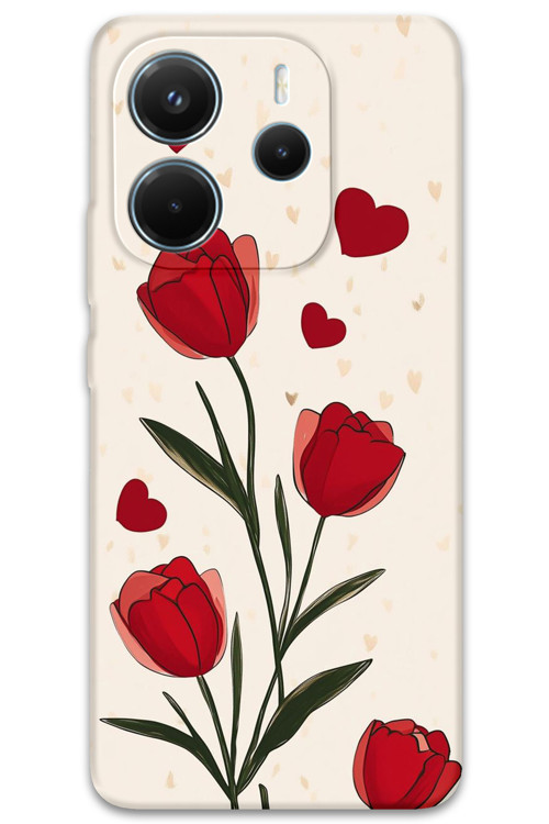 Xiaomi Redmi Note 14 5G Uyumlu Çiçek Desenli Telefon Kılıfı + Ekran Koruyucu - 5789