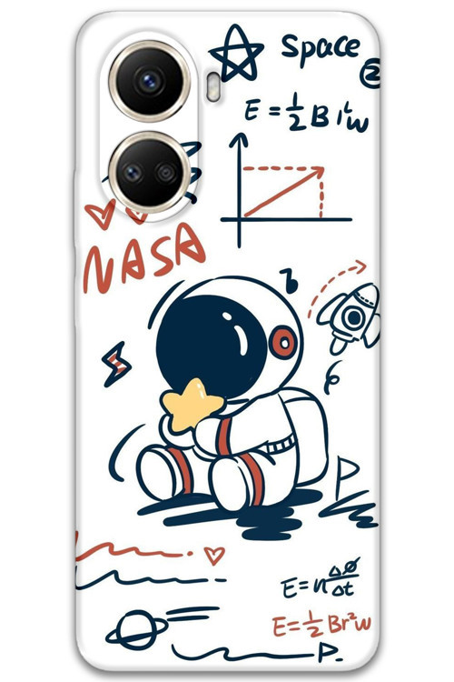 Huawei Nova 10 Se Uyumlu Astronot Desenli Telefon Kılıfı + Ekran Koruyucu - 5858