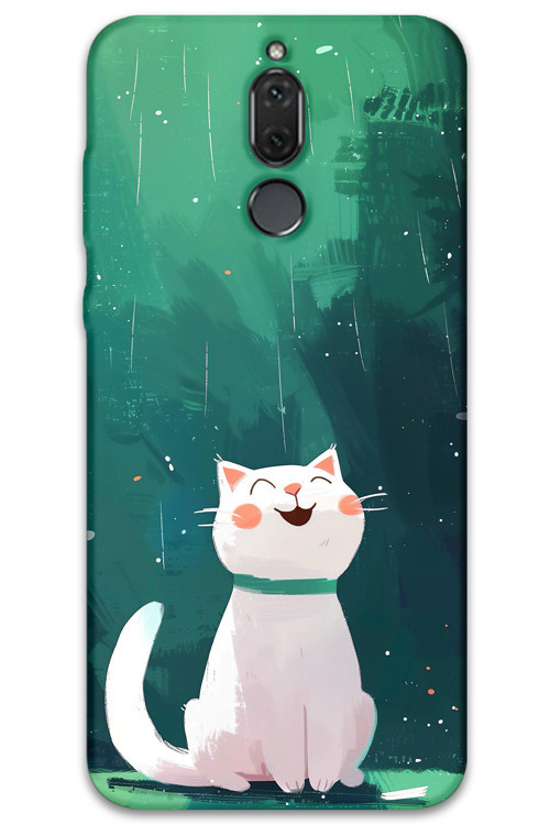 Huawei Mate 10 Lite Uyumlu Kedi Desenli Telefon Kılıfı + Ekran Koruyucu - 5781