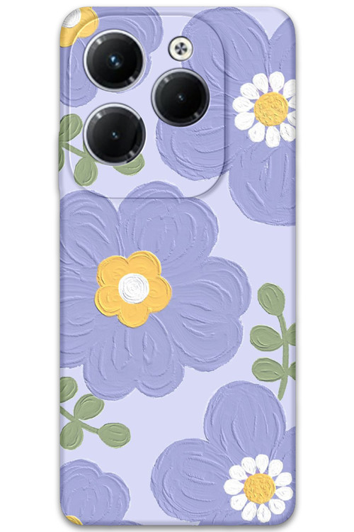 İnfinix Hot 40 Pro Uyumlu Çiçek Desenli Telefon Kılıfı + Ekran Koruyucu - 5799