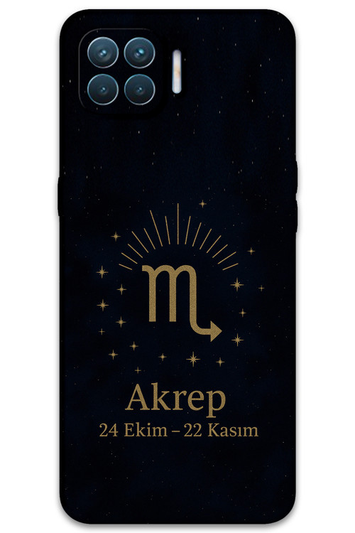 Oppo Reno 4 Lite Uyumlu Akrep Burcu Desenli Telefon Kılıfı + Ekran Koruyucu - 5775
