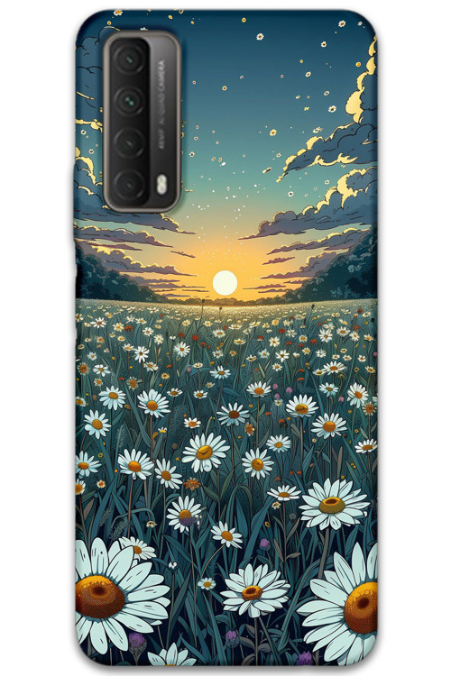 Huawei P Smart 2021 Uyumlu Çiçek Desenli Telefon Kılıfı + Ekran Koruyucu - 5792