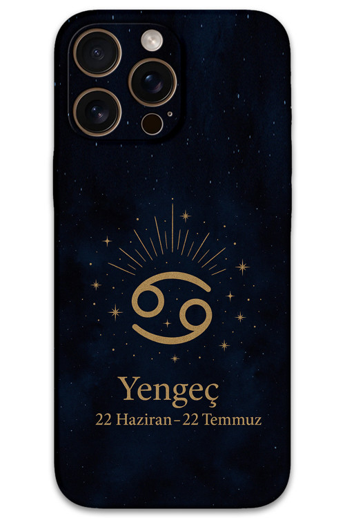 İphone 16 Pro Uyumlu Yengeç Burcu Desenli Telefon Kılıfı + Ekran Koruyucu - 5771