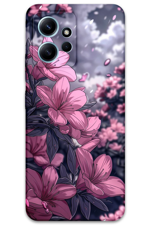 Xiaomi Redmi Note 12 4G Uyumlu Çiçek Desenli Telefon Kılıfı + Ekran Koruyucu - 5796