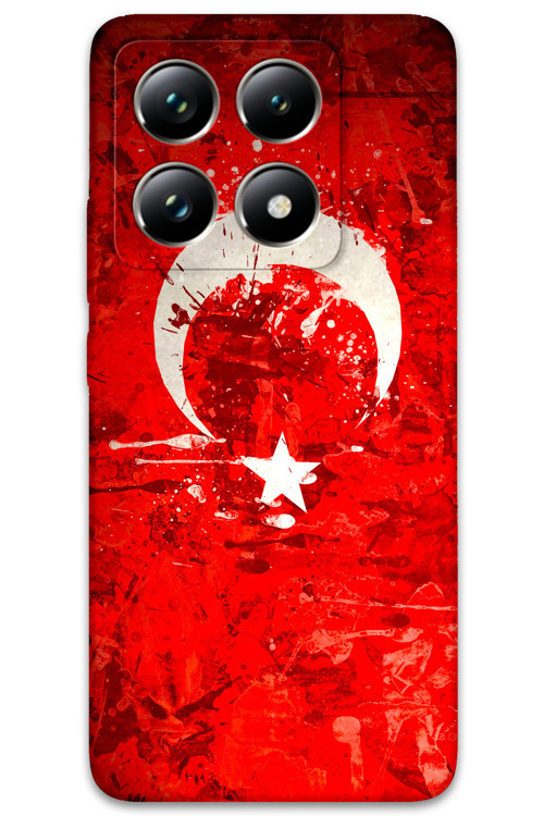 Xiaomi Mi 14T Pro Uyumlu Türk Bayrağı Desenli Telefon Kılıfı + Ekran Koruyucu - 5847