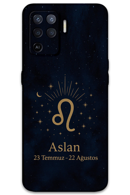 Oppo Reno 5 Lite Uyumlu Aslan Burcu Desenli Telefon Kılıfı + Ekran Koruyucu - 5772