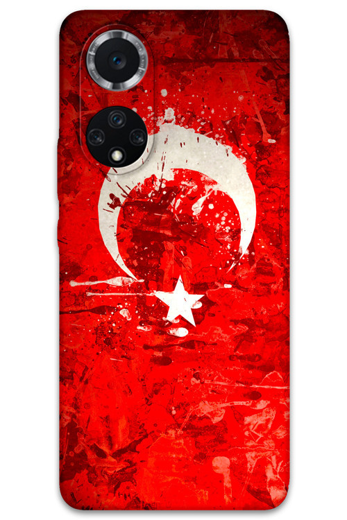 Huawei Nova 9 Uyumlu Türk Bayrağı Desenli Telefon Kılıfı + Ekran Koruyucu - 5847
