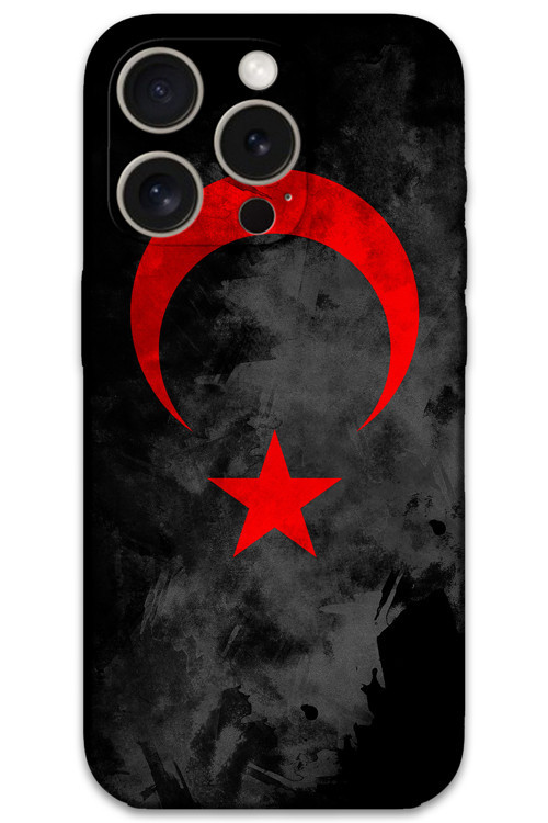 İphone 15 Pro Max Uyumlu Türk Bayrağı Desenli Telefon Kılıfı + Ekran Koruyucu - 5852