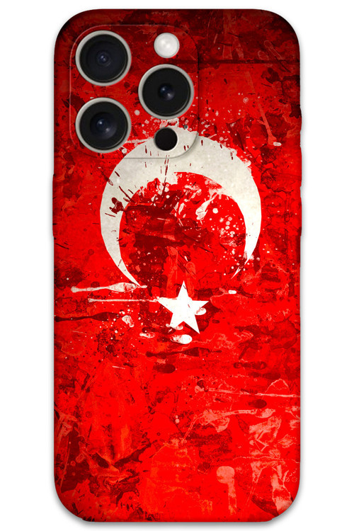 İphone 15 Pro Max Uyumlu Türk Bayrağı Desenli Telefon Kılıfı + Ekran Koruyucu - 5847