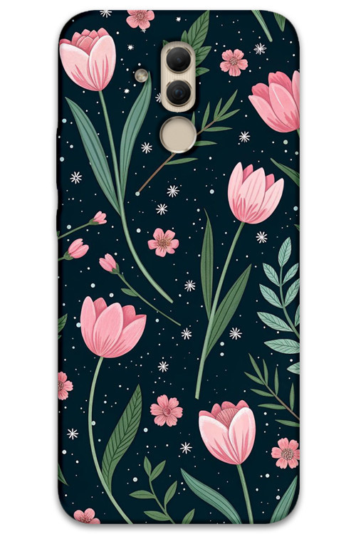 Huawei Mate 20 Lite Uyumlu Çiçek Desenli Telefon Kılıfı + Ekran Koruyucu - 5788
