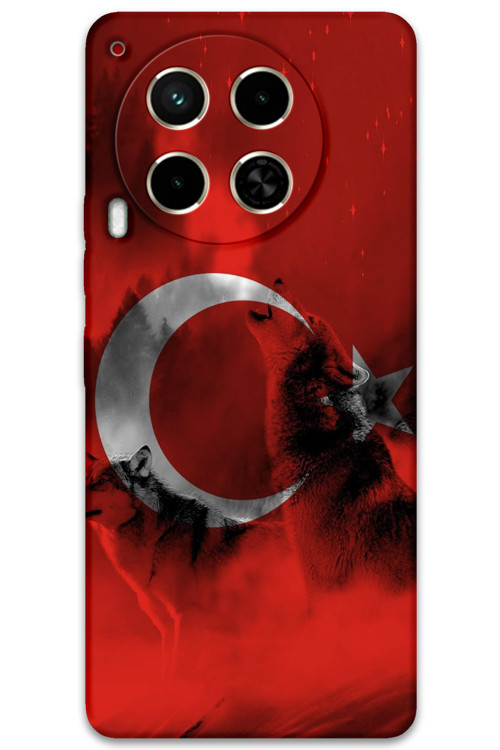 Tecno Camon 30 Uyumlu Türk Bayrağı Desenli Telefon Kılıfı + Ekran Koruyucu - 5854