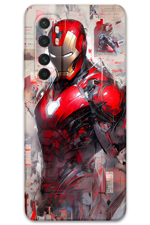 Xiaomi Mi Note 10 Lite Uyumlu İronman Desenli Telefon Kılıfı + Ekran Koruyucu - 5828