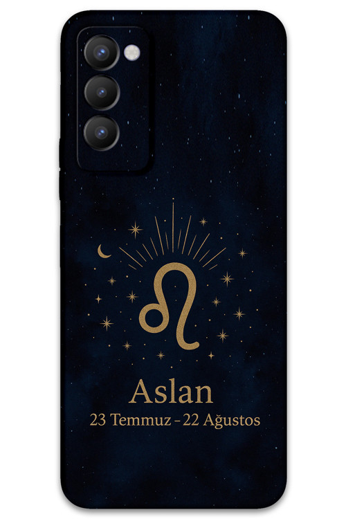 Tecno Camon 18 Uyumlu Aslan Burcu Desenli Telefon Kılıfı + Ekran Koruyucu - 5772
