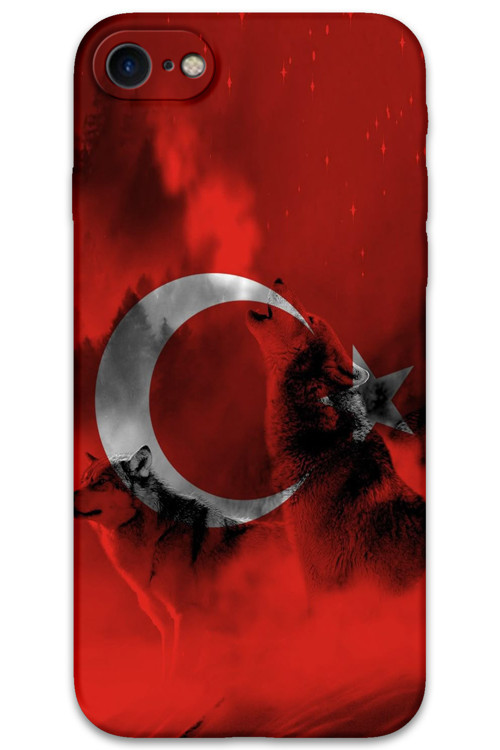 İphone Se 2020 Uyumlu Türk Bayrağı Desenli Telefon Kılıfı + Ekran Koruyucu - 5854