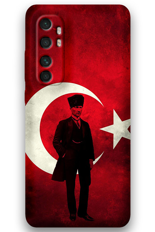 Xiaomi Mi Note 10 Lite Uyumlu Atatürk Desenli Telefon Kılıfı + Ekran Koruyucu - 5849