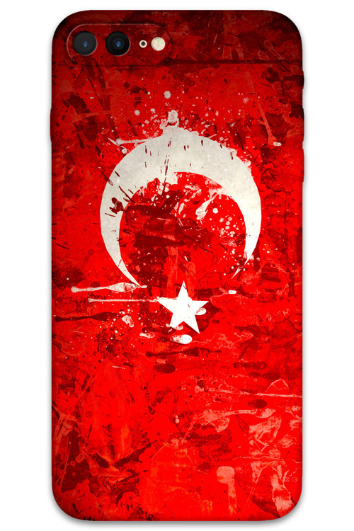 İphone 8 Plus Uyumlu Türk Bayrağı Desenli Telefon Kılıfı + Ekran Koruyucu - 5847