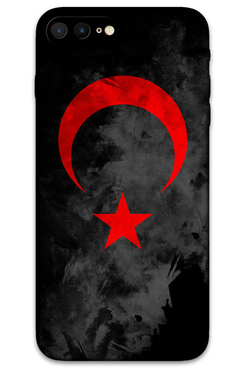 İphone 8 Plus Uyumlu Türk Bayrağı Desenli Telefon Kılıfı + Ekran Koruyucu - 5852