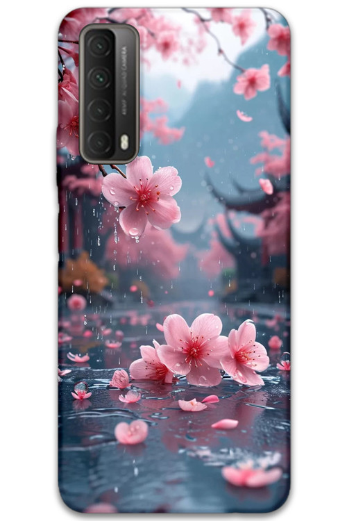 Huawei P Smart 2021 Uyumlu Çiçek Desenli Telefon Kılıfı + Ekran Koruyucu - 5794